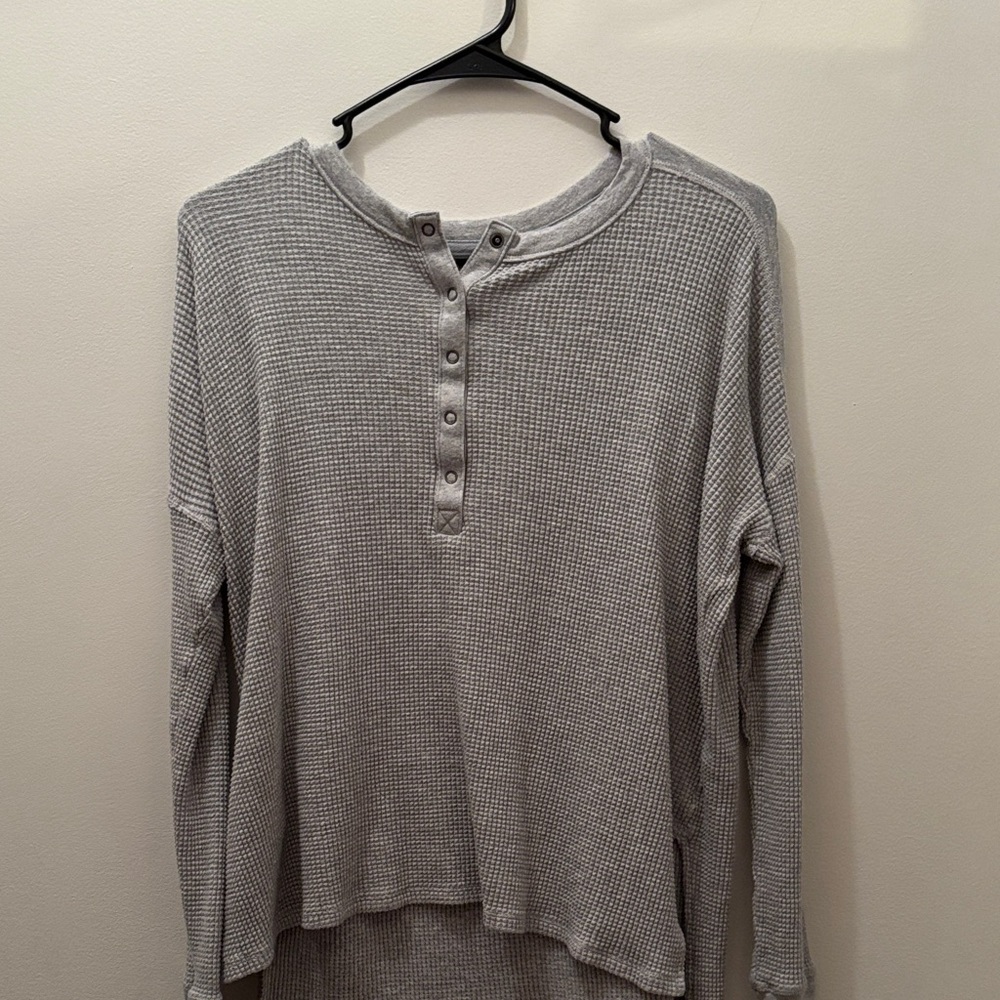 Gray Waffle Knit Henley Top